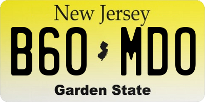 NJ license plate B60MDO