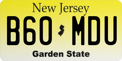 NJ license plate B60MDU