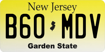 NJ license plate B60MDV