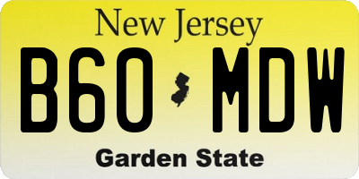 NJ license plate B60MDW
