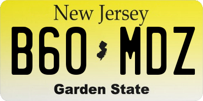 NJ license plate B60MDZ