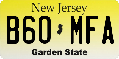 NJ license plate B60MFA