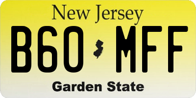 NJ license plate B60MFF