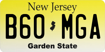 NJ license plate B60MGA