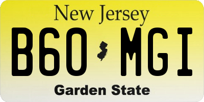 NJ license plate B60MGI