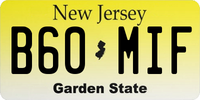 NJ license plate B60MIF