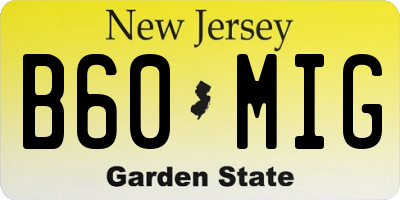 NJ license plate B60MIG