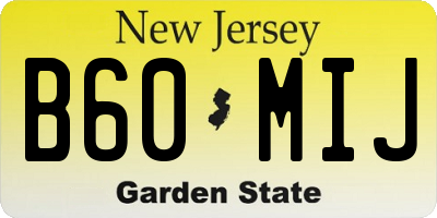 NJ license plate B60MIJ