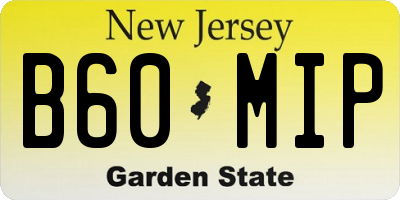 NJ license plate B60MIP