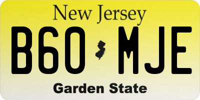 NJ license plate B60MJE