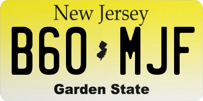 NJ license plate B60MJF