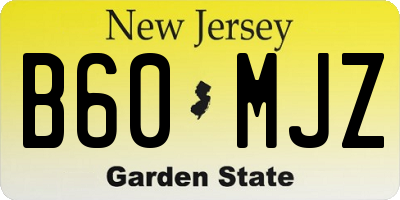NJ license plate B60MJZ