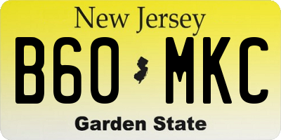 NJ license plate B60MKC