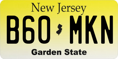 NJ license plate B60MKN