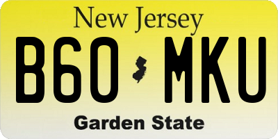 NJ license plate B60MKU
