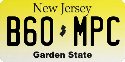 NJ license plate B60MPC