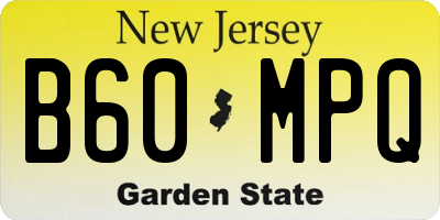 NJ license plate B60MPQ