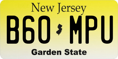 NJ license plate B60MPU