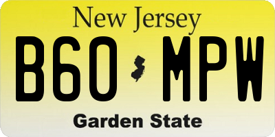NJ license plate B60MPW