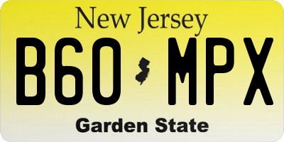 NJ license plate B60MPX