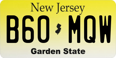 NJ license plate B60MQW