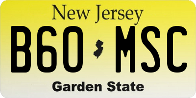 NJ license plate B60MSC