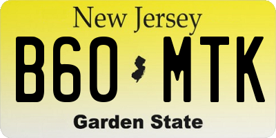 NJ license plate B60MTK