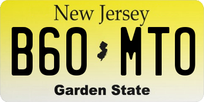 NJ license plate B60MTO