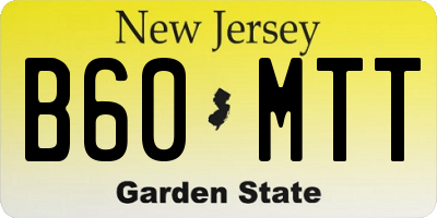 NJ license plate B60MTT