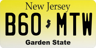 NJ license plate B60MTW