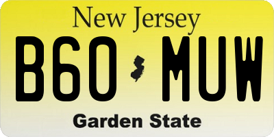 NJ license plate B60MUW