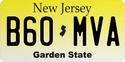 NJ license plate B60MVA