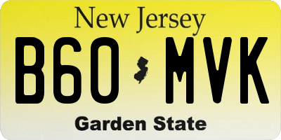 NJ license plate B60MVK