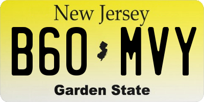 NJ license plate B60MVY
