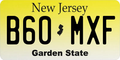NJ license plate B60MXF
