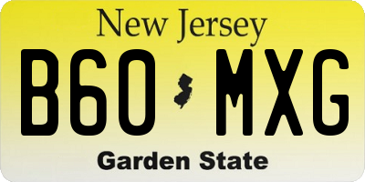 NJ license plate B60MXG