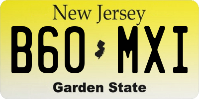 NJ license plate B60MXI