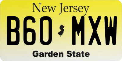 NJ license plate B60MXW