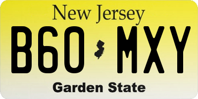 NJ license plate B60MXY