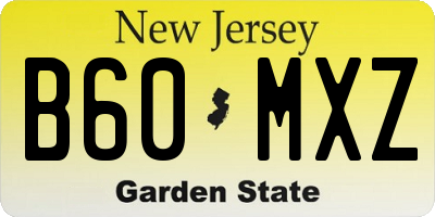 NJ license plate B60MXZ