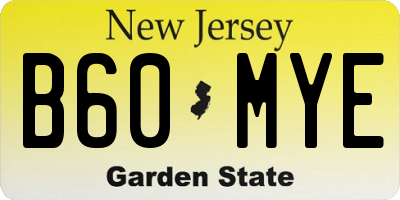 NJ license plate B60MYE