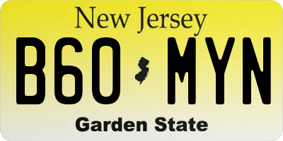 NJ license plate B60MYN