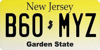 NJ license plate B60MYZ
