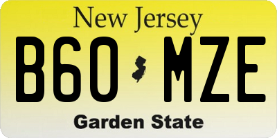 NJ license plate B60MZE