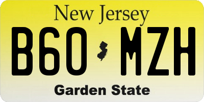 NJ license plate B60MZH