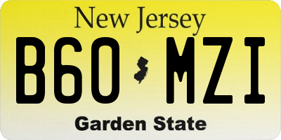 NJ license plate B60MZI