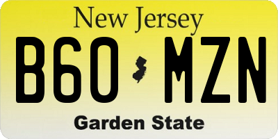 NJ license plate B60MZN