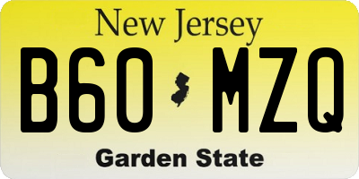 NJ license plate B60MZQ