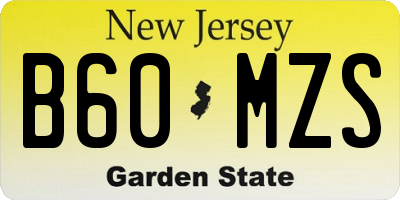 NJ license plate B60MZS