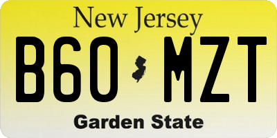 NJ license plate B60MZT